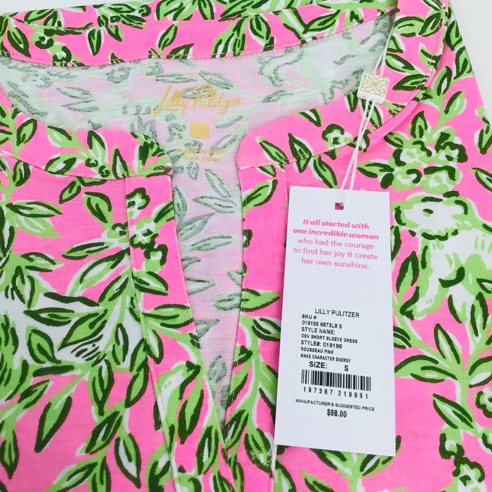 Lilly Pulitzer Dev Dress-Rousseau Pink Mane Character Energy - New in Package - Picture 8 of 10